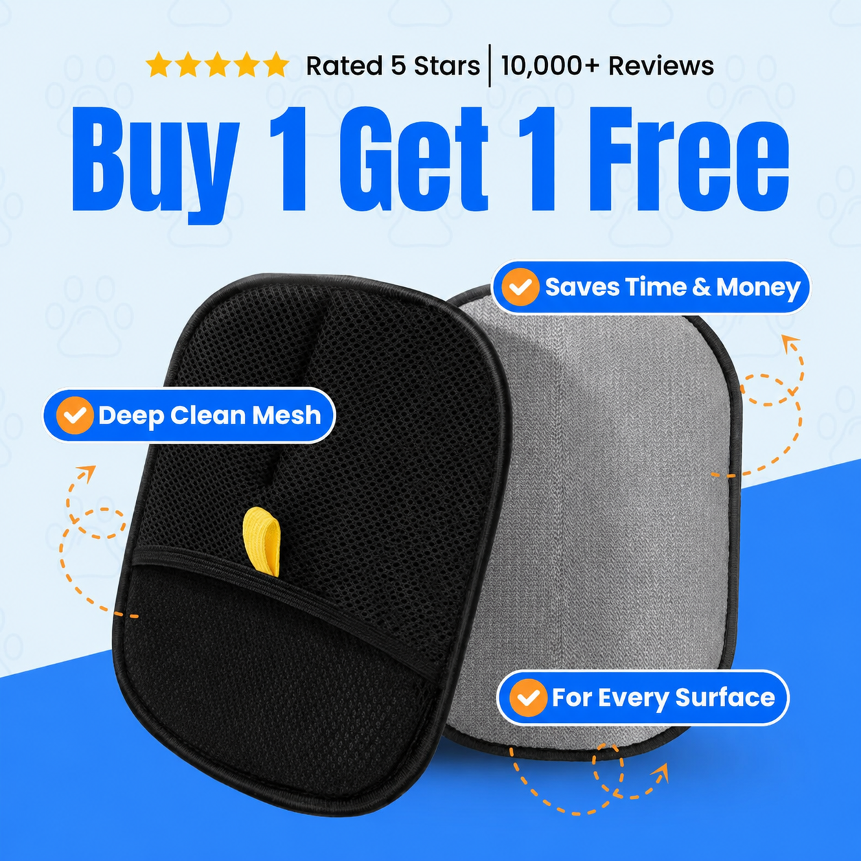 Pet Hair Remover Brushing Gloves - Buy 1 Get 1 Free