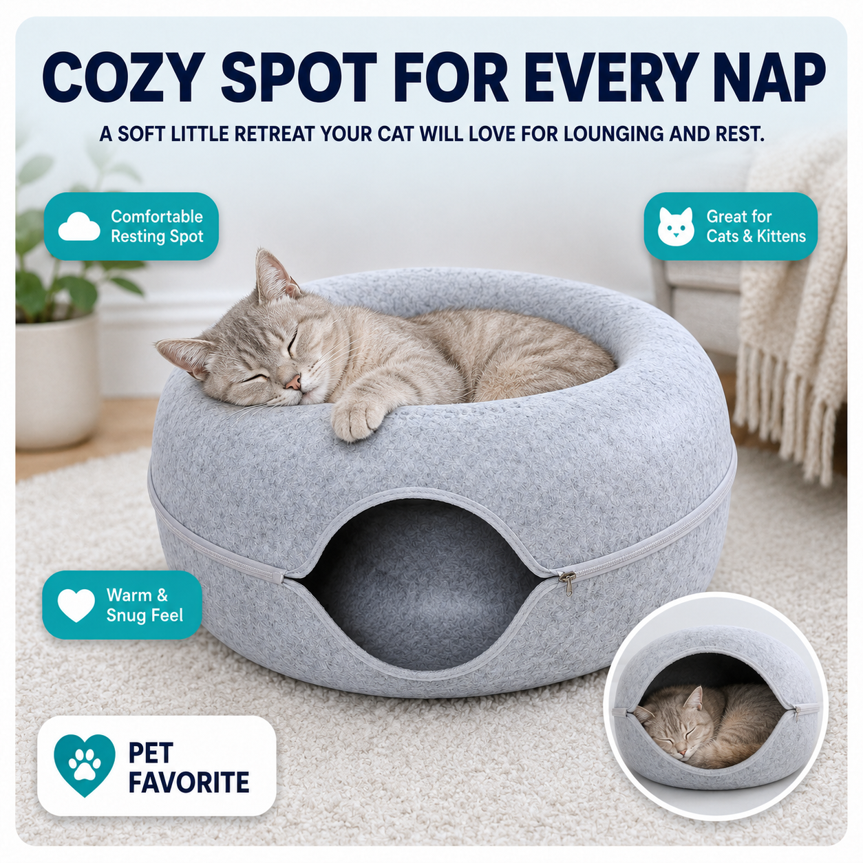 CozyNest Donut Cat Tunnel