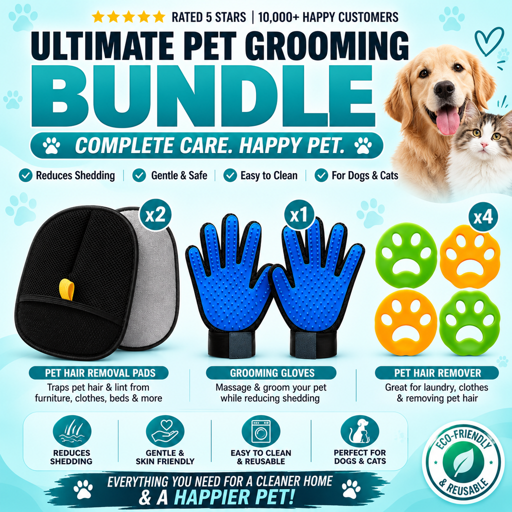 Pet Hair Remover Brushing Gloves - Buy 1 Get 1 Free
