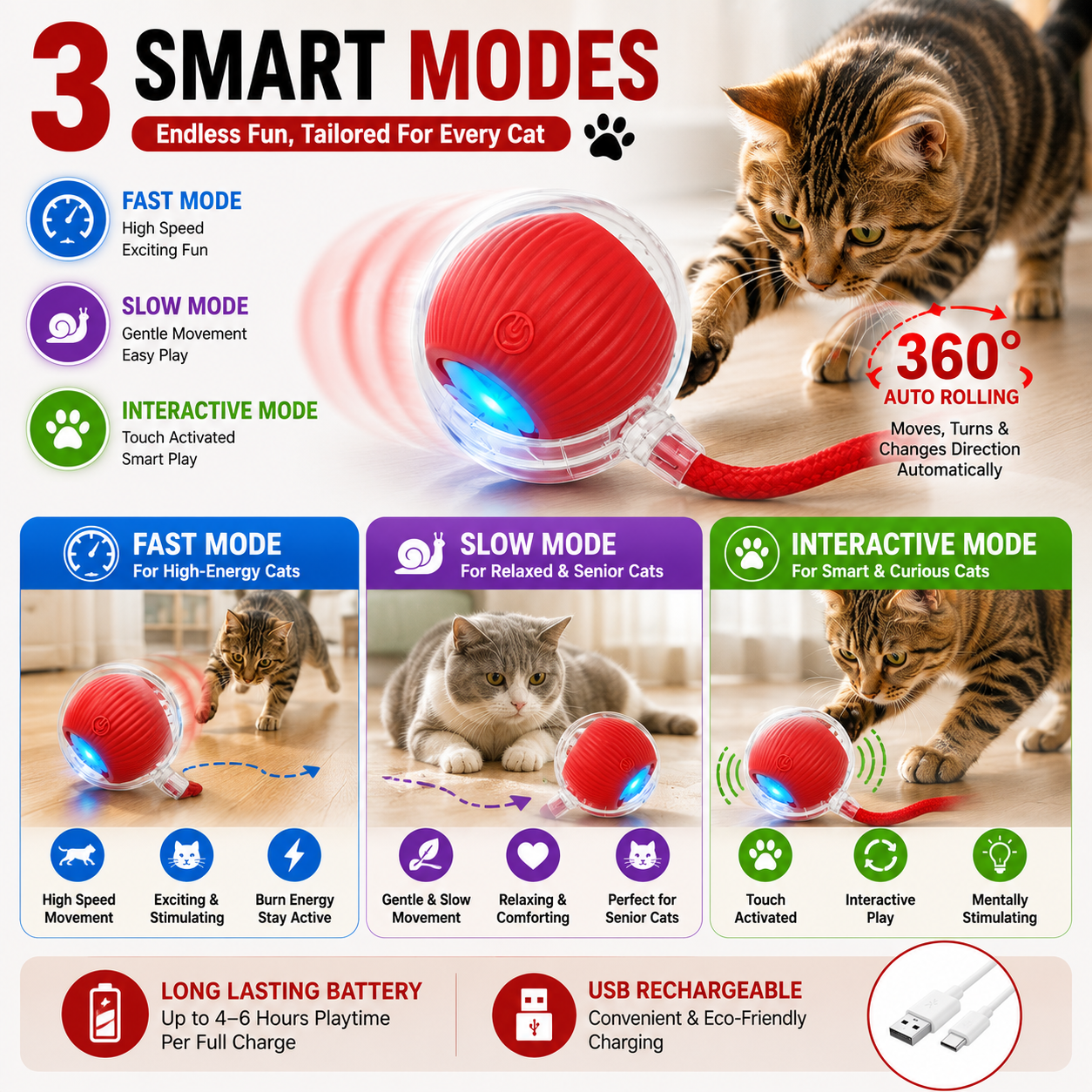 Speedy Tail 2.0 Cat rolling ball